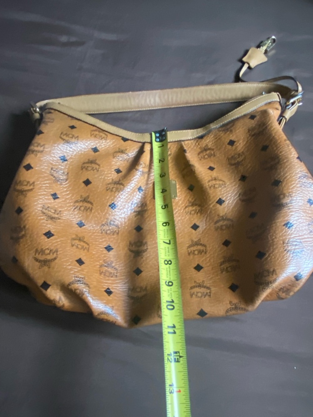 MCM Tan Monogram Shoulder Bag - Picture 12 of 13